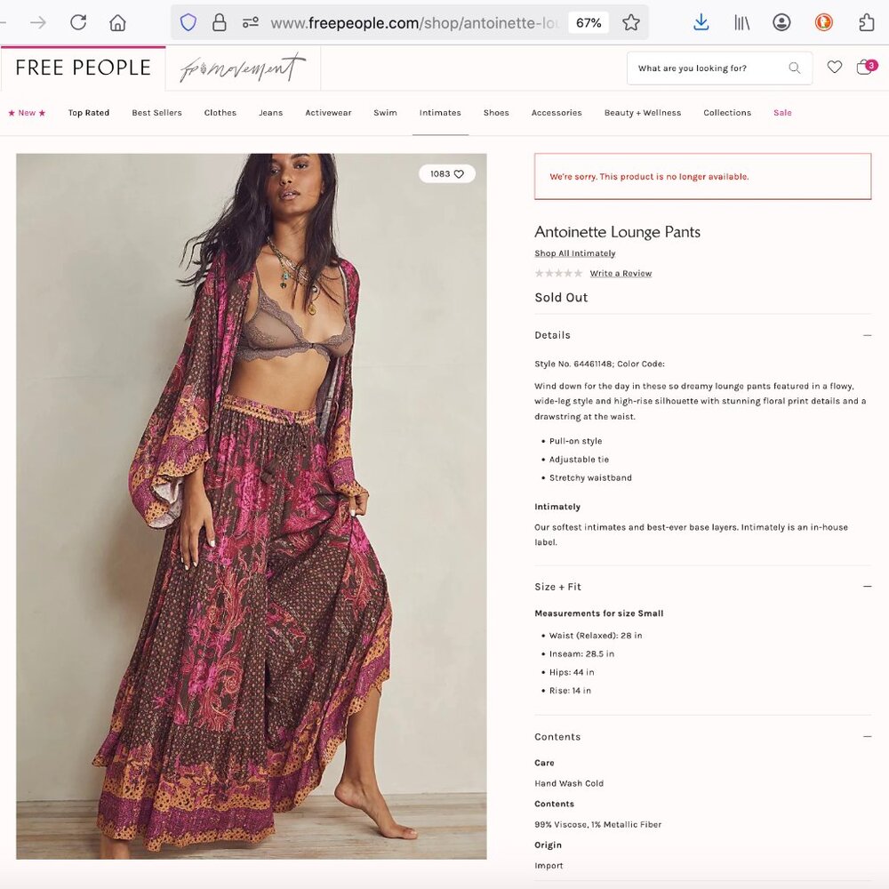 Free People Antoinette Lounge Pants Sz M - Picture 15 of 16